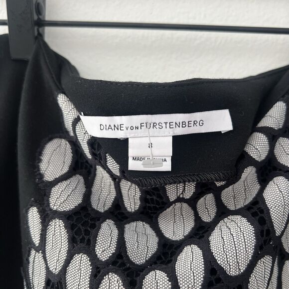 Diane von Furstenburg Black & Gray Patterned Pencil‎ Skirt Sz 8 - Picture 2 of 5